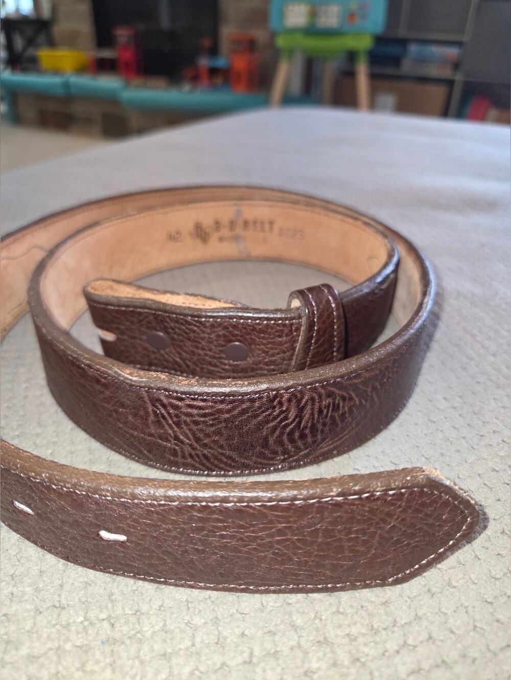 Vintage 3-D Belt Leather Belt Brown Full Grain Cowhide Western Made USA Size 42 - Picture 2 of 16